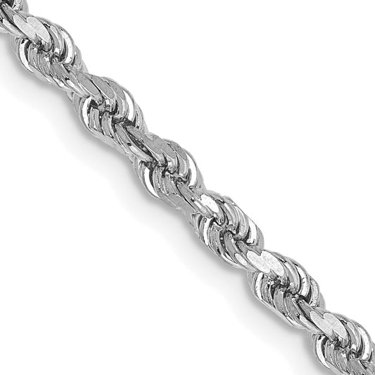 14K White Gold 2.75mm Diamond-cut Rope with Lobster Clasp Chain