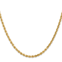 Cuerda de oro amarillo de 14 quilates con corte de diamante de 3 mm y cadena con cierre de langosta
