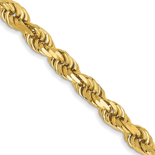 14K Yellow Gold 3mm Diamond-cut Rope with Lobster Clasp Chain
