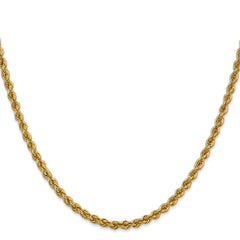 Cadena de cuerda regular de oro amarillo de 14 quilates de 3 mm