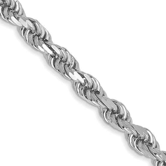 14K White Gold 3mm Diamond-cut Rope with Lobster Clasp Chain