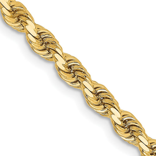 14K Yellow Gold 3.25mm Diamond-cut Rope with Lobster Clasp Chain