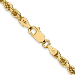 14 Karat Gelbgold, 3,5 mm, diamantgeschliffenes Seil mit Karabinerverschlusskette