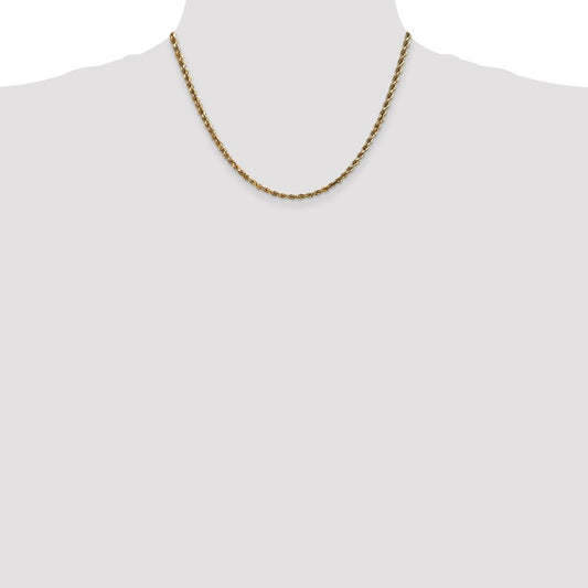 Cuerda de oro amarillo de 14 quilates de 3,5 mm con talla de diamante y cadena con cierre de langosta