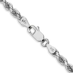 14K White Gold 3.5mm Diamond-cut Rope with Lobster Clasp Chain