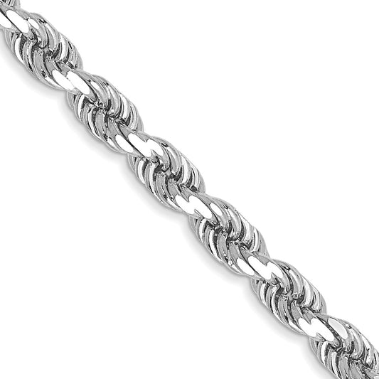 14K White Gold 3.5mm Diamond-cut Rope with Lobster Clasp Chain