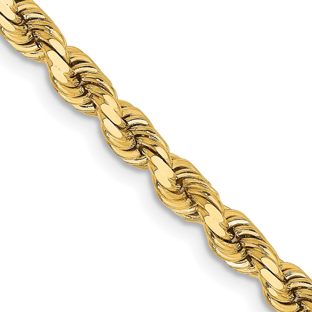 14K Yellow Gold 3.75mm Diamond-cut Rope with Lobster Clasp Chain