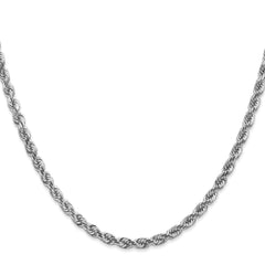 14K White Gold 4mm Diamond-cut Rope with Lobster Clasp Chain