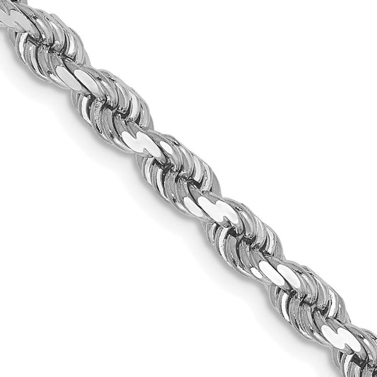 14K White Gold 4mm Diamond-cut Rope with Lobster Clasp Chain