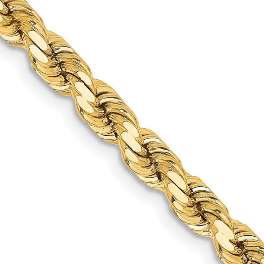 14K Yellow Gold 4.25mm Diamond-cut Rope with Lobster Clasp Chain