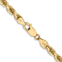 Cuerda de oro amarillo de 14 quilates de 4,5 mm con talla de diamante y cadena con cierre de langosta