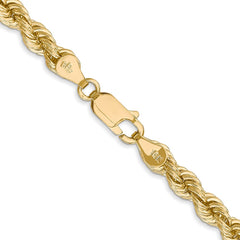 Cadena de cuerda regular de oro amarillo de 14 quilates de 5 mm