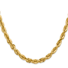 Cuerda de oro amarillo de 14 quilates de 5,5 mm con talla de diamante y cadena con cierre de langosta