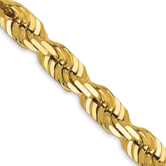 14K Yellow Gold 5.5mm Diamond-cut Rope with Lobster Clasp Chain
