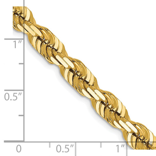 14 Karat Gelbgold, 6,5 mm, diamantgeschliffenes Seil mit ausgefallener Kette mit Karabinerverschluss