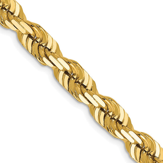 14K Yellow Gold 6.5mm Diamond-cut Rope with Fancy Lobster Clasp Chain