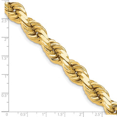 14 Karat Gelbgold, 12 mm, diamantgeschliffenes Seil mit ausgefallener Kette mit Karabinerverschluss