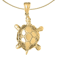 Schildkröten-Anhänger aus Sterlingsilber (rhodiniert oder gelbvergoldet)