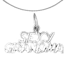 Sterling Silver Sexy Grandma Pendant (Rhodium or Yellow Gold-plated)