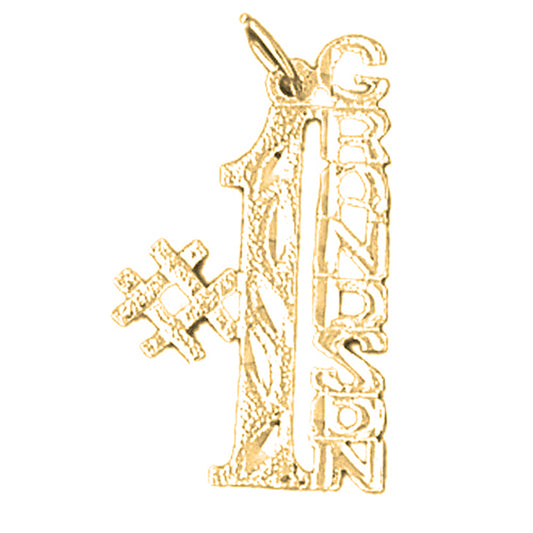 Yellow Gold-plated Silver #1 Grandson Pendant