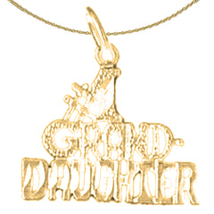 Sterling Silver #1 Granddaughter Pendant (Rhodium or Yellow Gold-plated)