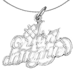 Sterling Silver #1 Grand Daughter Pendant (Rhodium or Yellow Gold-plated)