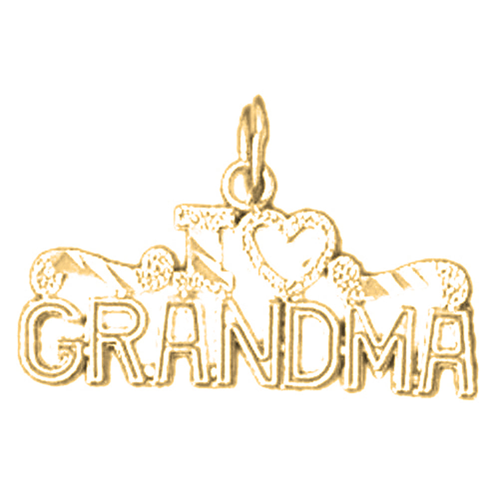 Yellow Gold-plated Silver I Love Grandma Pendant