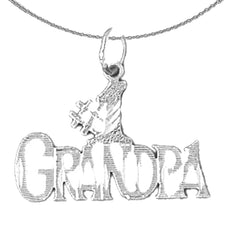Sterling Silver #1 Grandpa Pendant (Rhodium or Yellow Gold-plated)