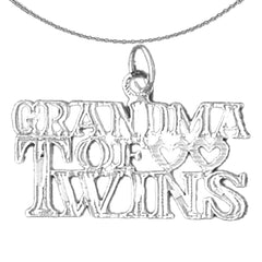 Sterling Silver Grandma Of Twins Pendant (Rhodium or Yellow Gold-plated)