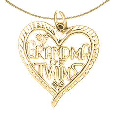 Sterling Silver Grandma Of Twins Pendant (Rhodium or Yellow Gold-plated)