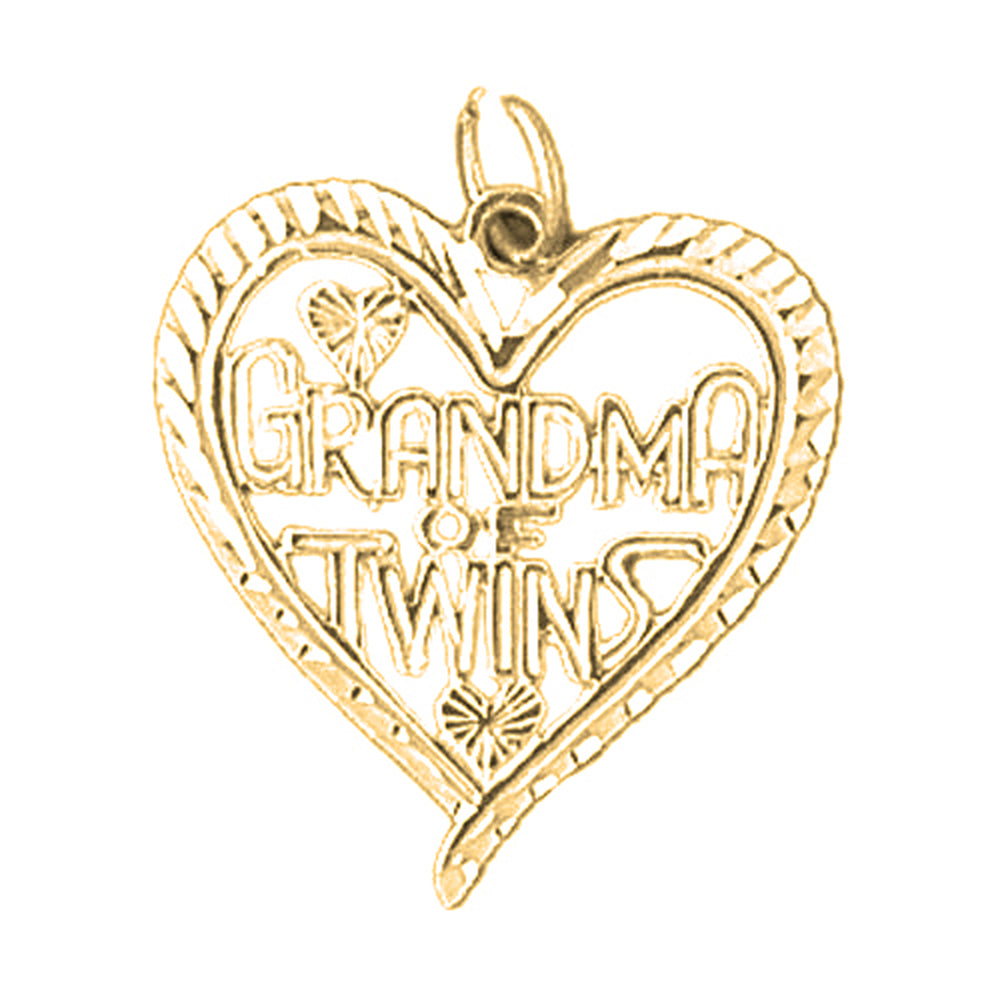 Yellow Gold-plated Silver Grandma Of Twins Pendant