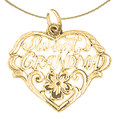 Sterling Silver Sweet Grandma Pendant (Rhodium or Yellow Gold-plated)