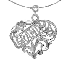 Sterling Silver Grandma Pendant (Rhodium or Yellow Gold-plated)