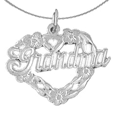 Sterling Silver Grandma Pendant (Rhodium or Yellow Gold-plated)