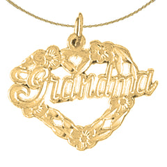 Sterling Silver Grandma Pendant (Rhodium or Yellow Gold-plated)