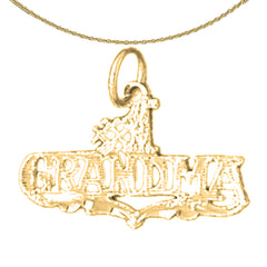 Sterling Silver #1 Grandma Pendant (Rhodium or Yellow Gold-plated)