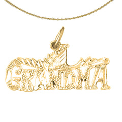 Sterling Silver #1 Grandma Pendant (Rhodium or Yellow Gold-plated)