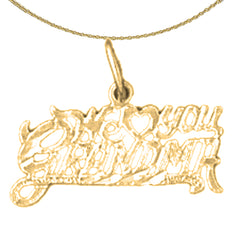 Sterling Silver I Love You Grandma Pendant (Rhodium or Yellow Gold-plated)