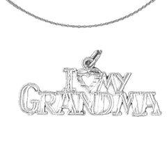 Sterling Silver I Love My Grandma Pendant (Rhodium or Yellow Gold-plated)