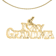 Colgante I Love My Grandma de plata de ley (bañado en rodio o oro amarillo)