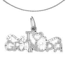 Sterling Silver I Love Grandma Pendant (Rhodium or Yellow Gold-plated)