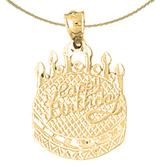 Sterling Silver Happy Birthday Pendant (Rhodium or Yellow Gold-plated)