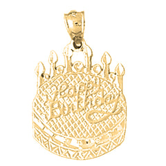 Yellow Gold-plated Silver Happy Birthday Pendant