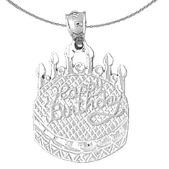 Sterling Silver Happy Birthday Pendant (Rhodium or Yellow Gold-plated)