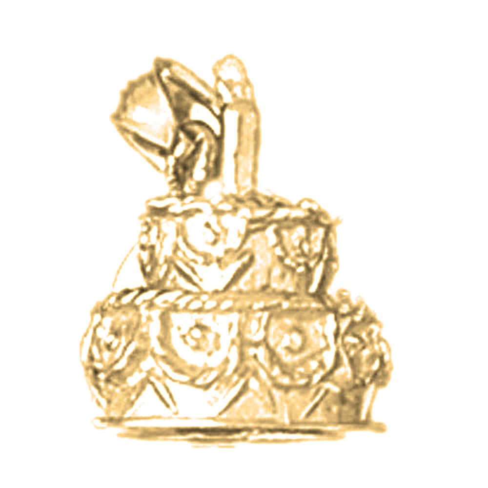 Yellow Gold-plated Silver Birthday Cake Pendant