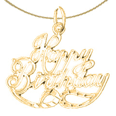 Sterling Silver Happy Birthday Pendant (Rhodium or Yellow Gold-plated)