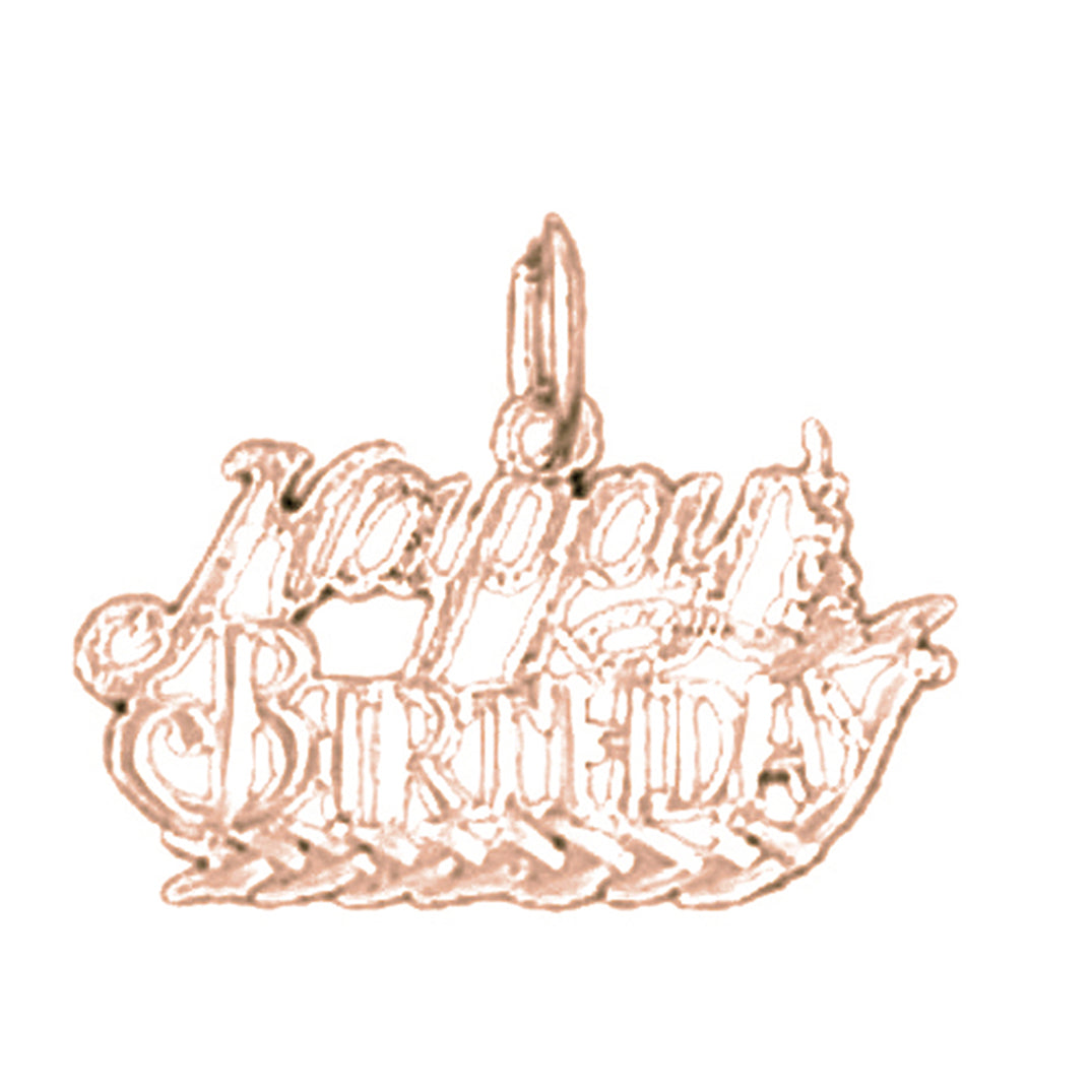 14K or 18K Gold Happy Birthday Pendant