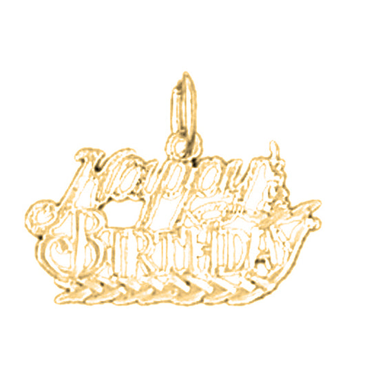 Yellow Gold-plated Silver Happy Birthday Pendant