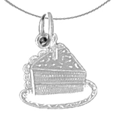 Sterling Silver Slice Of Cake Pendant (Rhodium or Yellow Gold-plated)