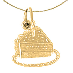 Sterling Silver Slice Of Cake Pendant (Rhodium or Yellow Gold-plated)